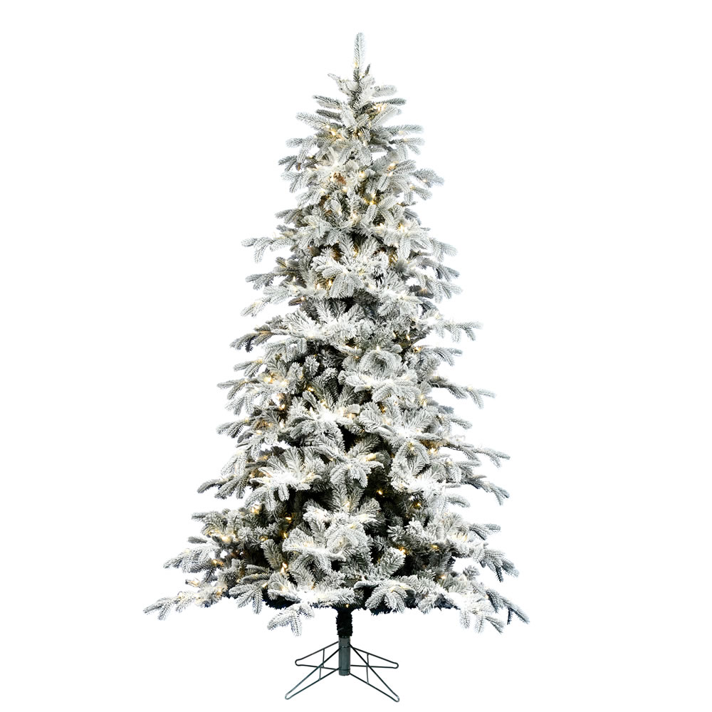 7.5 Foot Flocked York Artificial Christmas Tree 650 DuraLit LED Warm White Multi Color 8 Function Changing Mini Lights